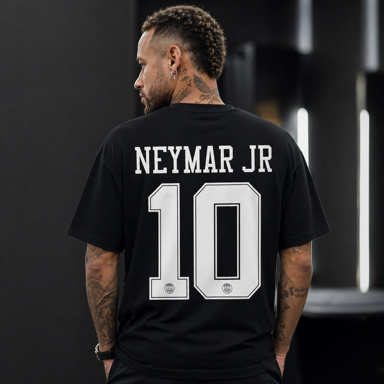 Neymar Jr 10 Football Fan Graphic Black T-Shirt