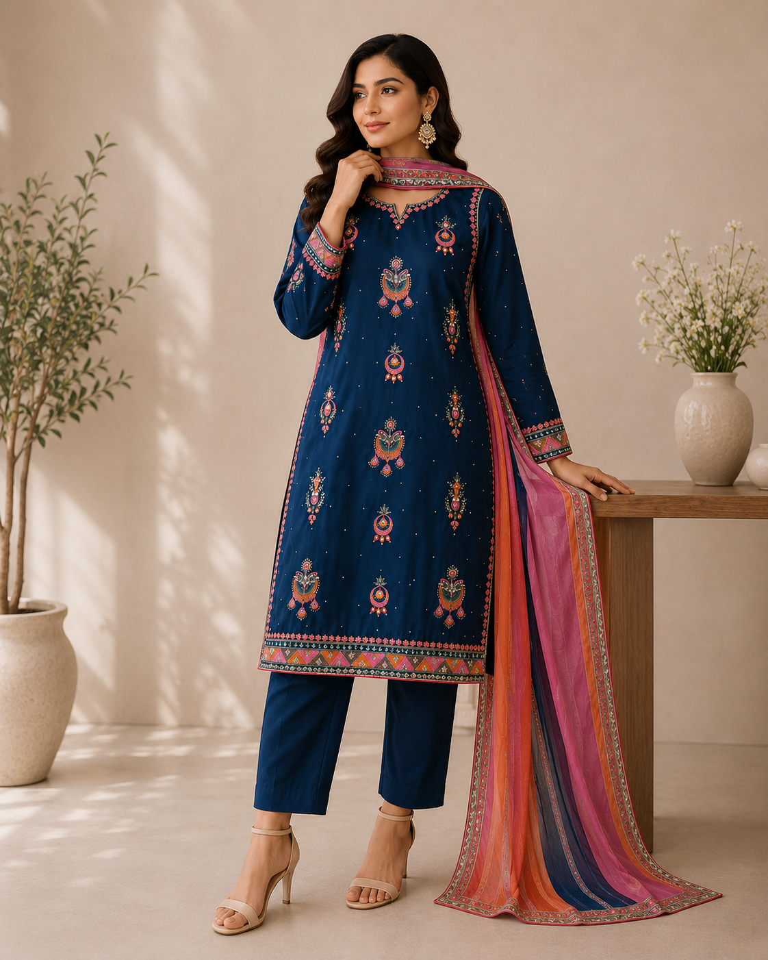 Midnight Blue Embroidered Suit