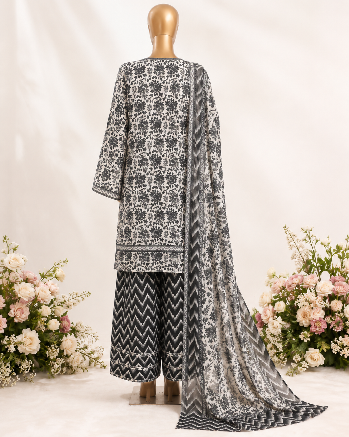STITCHED LAWN PRINTED 3PC NEW FARSHI SHALWAR ARTICLE