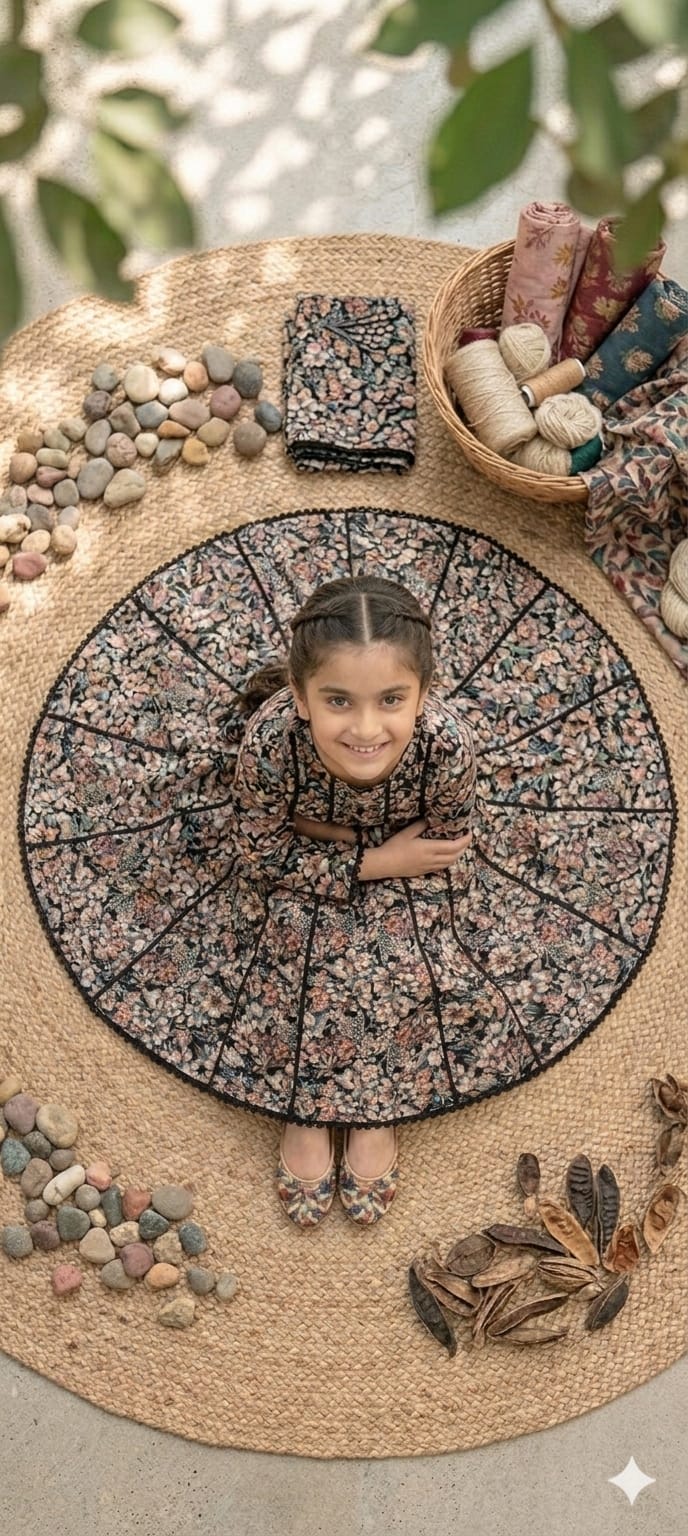 Elegant Multicolor Floral Printed Kids 2 Piece Suit