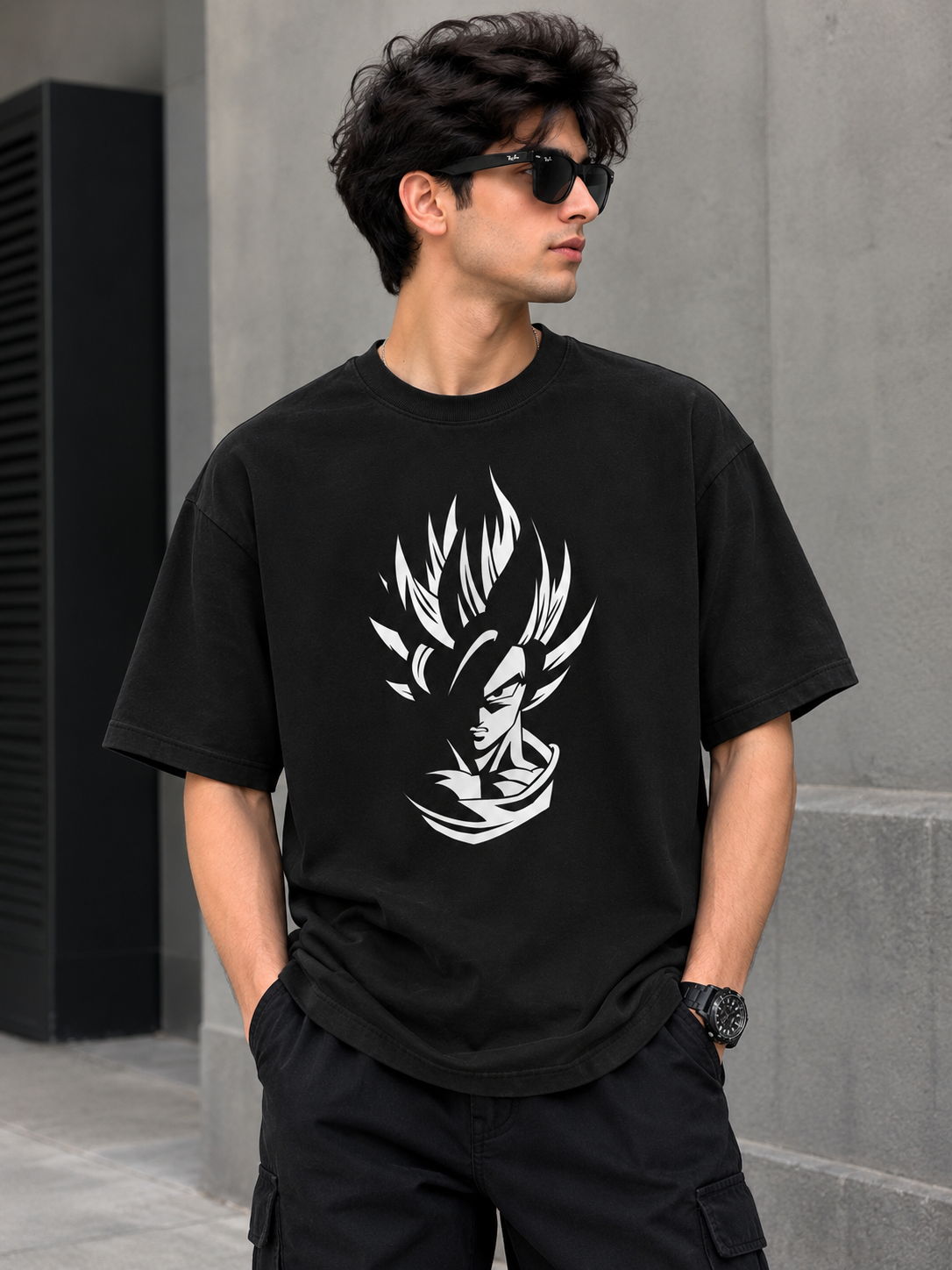 Super Saiyan Anime Graphic Black T-Shirt