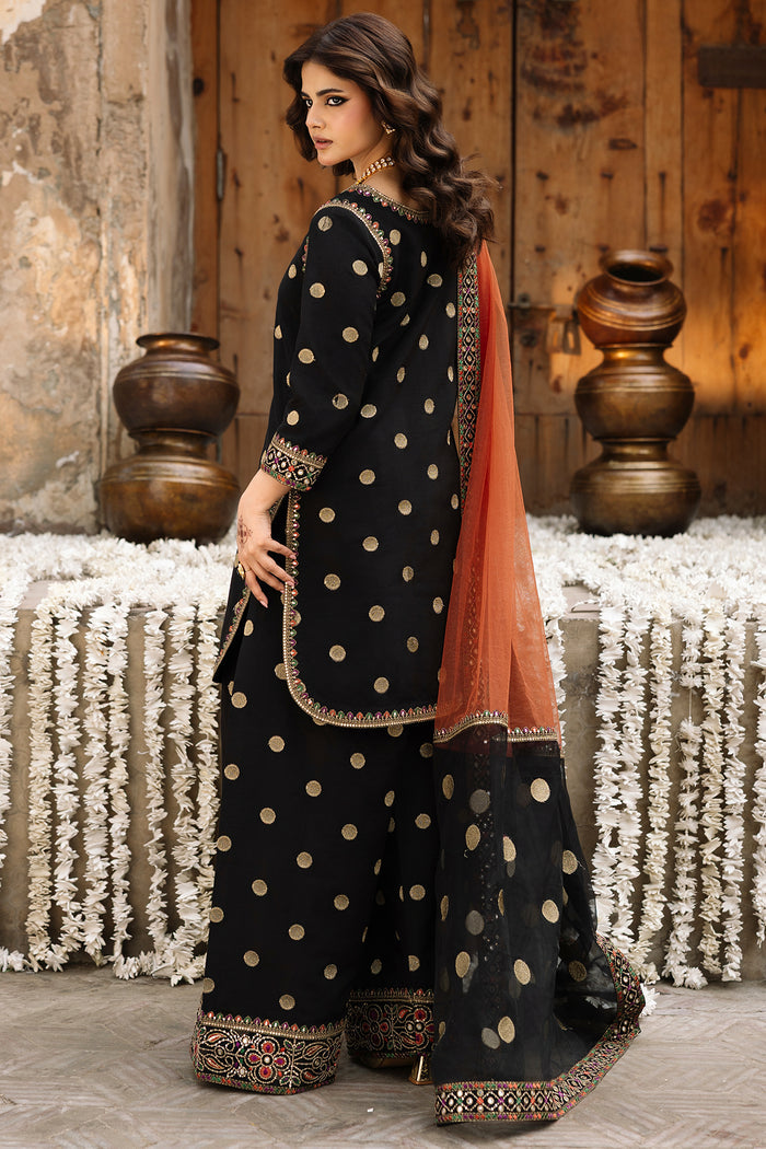 Elegant Black Cotton 3-Piece Suit with Dupatta – Women’s Dress