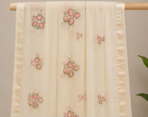 Elegant Ivory Floral Embroidered 3 Piece Lawn Suit for Women | Premium Pakistani Dress