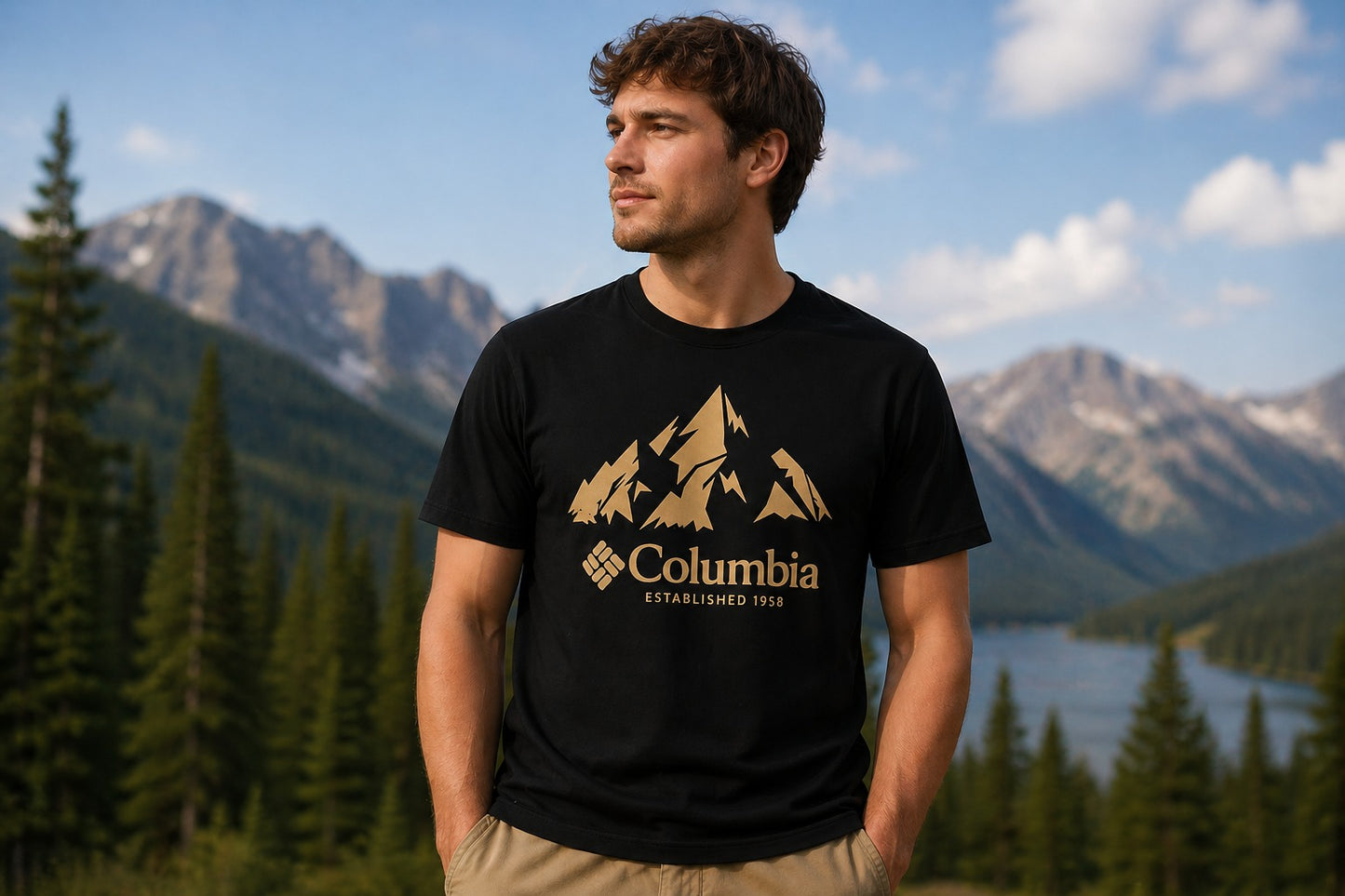 Columbia Mountain Graphic Printed Black T-Shirt
