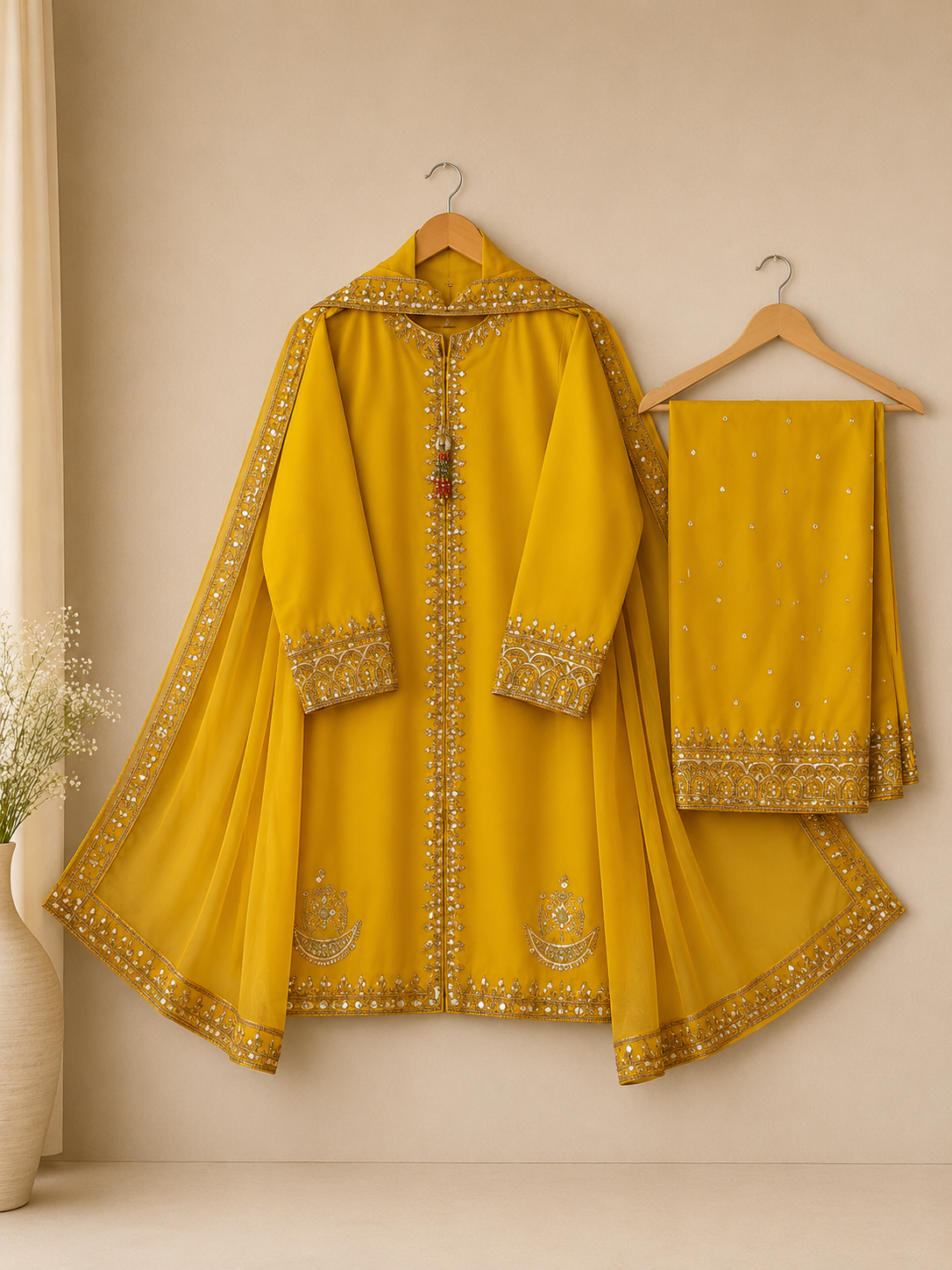 Sunshine Yellow Embroidered Suit