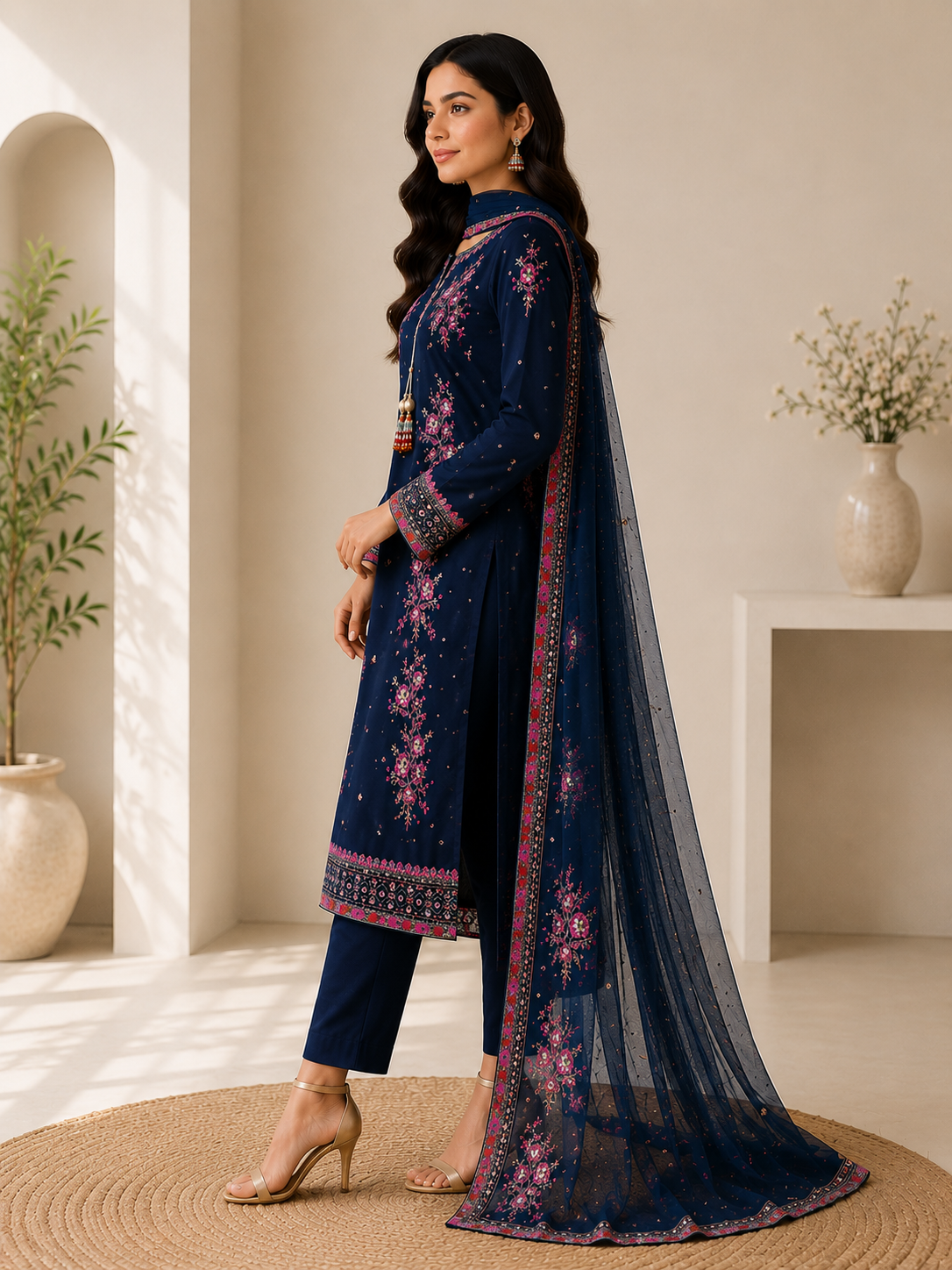 Midnight Blue Embroidered Suit