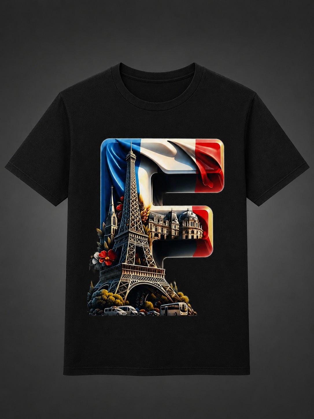 France Eiffel Tower Graphic Black T-Shirt