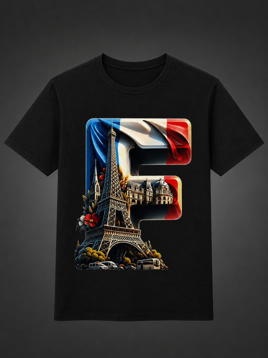 France Eiffel Tower Graphic Black T-Shirt