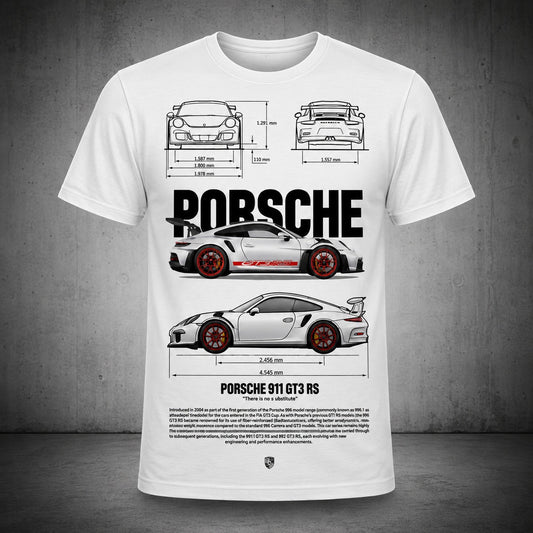 Porsche 911 GT3 RS Graphic Printed White T-Shirt