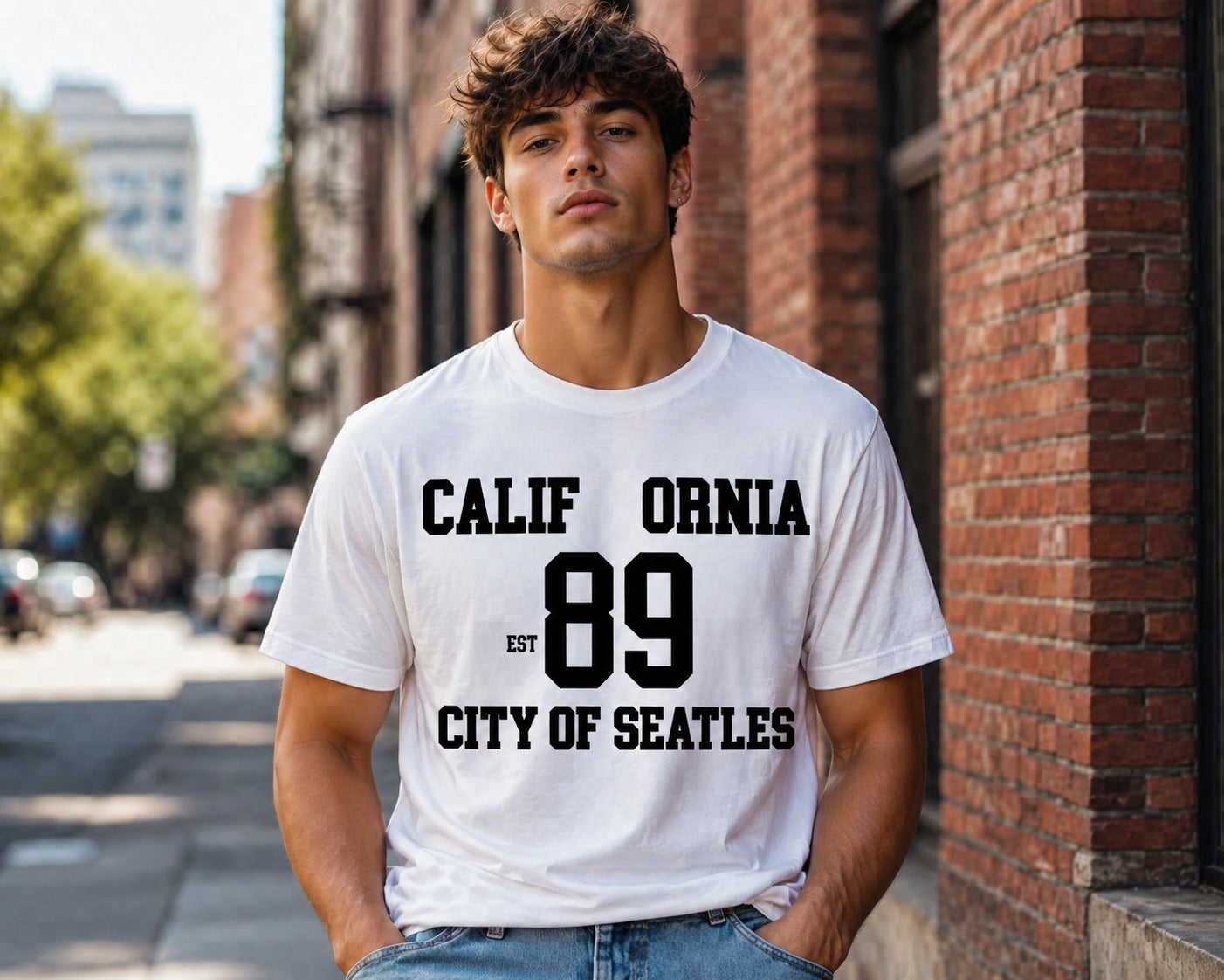 California 89 White Varsity Graphic T-Shirt
