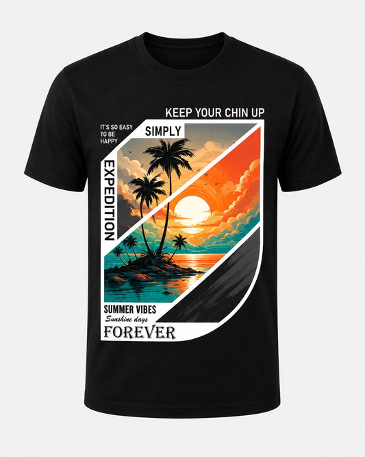 Summer Vibes Expedition Graphic Black T-Shirt