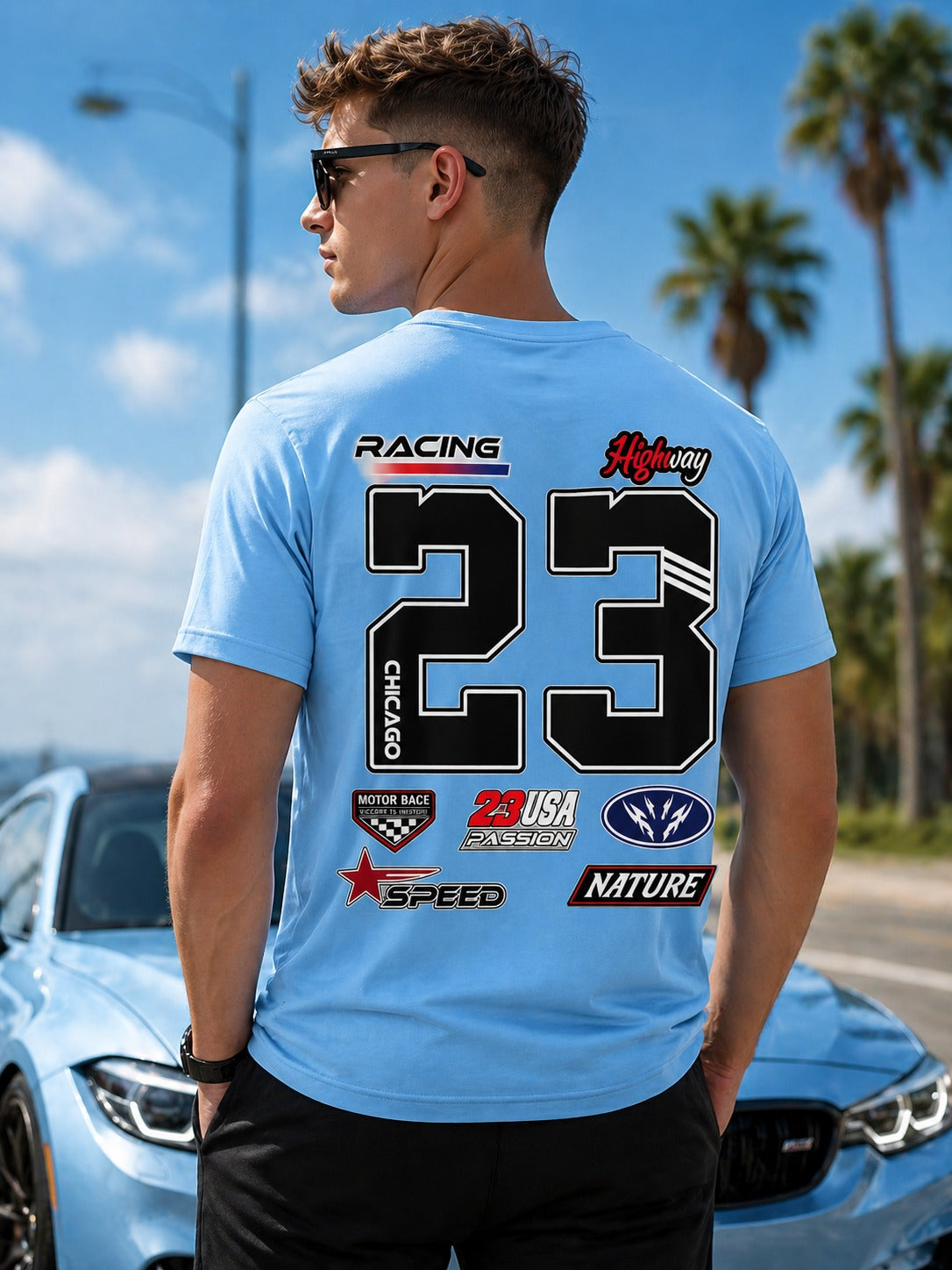 Racing 23 Graphic Sky Blue T-Shirt