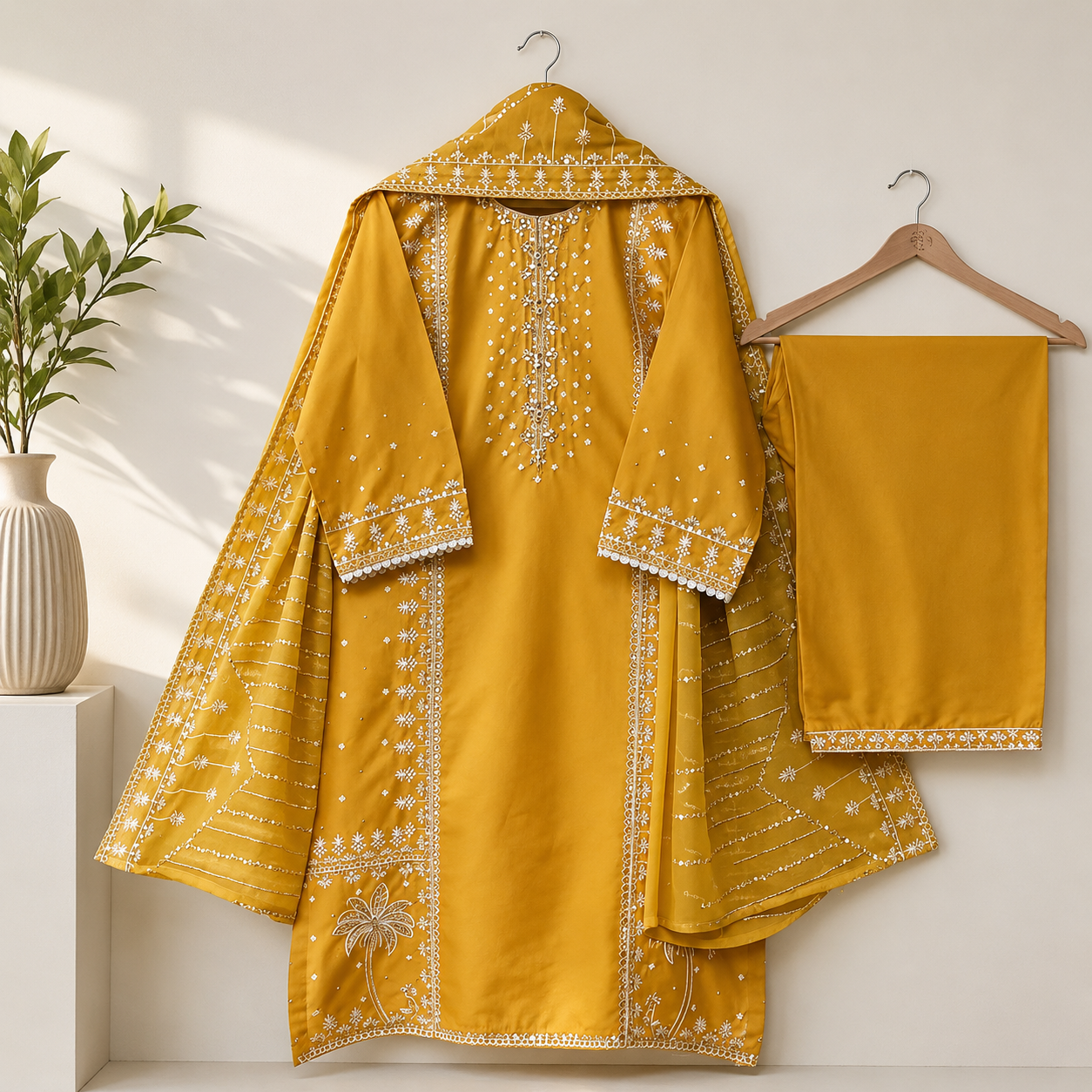 Mustard Gold Embroidered Suit