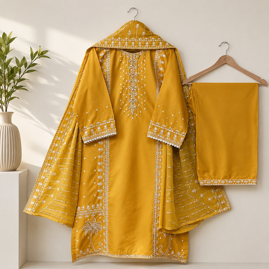Mustard Gold Embroidered Suit