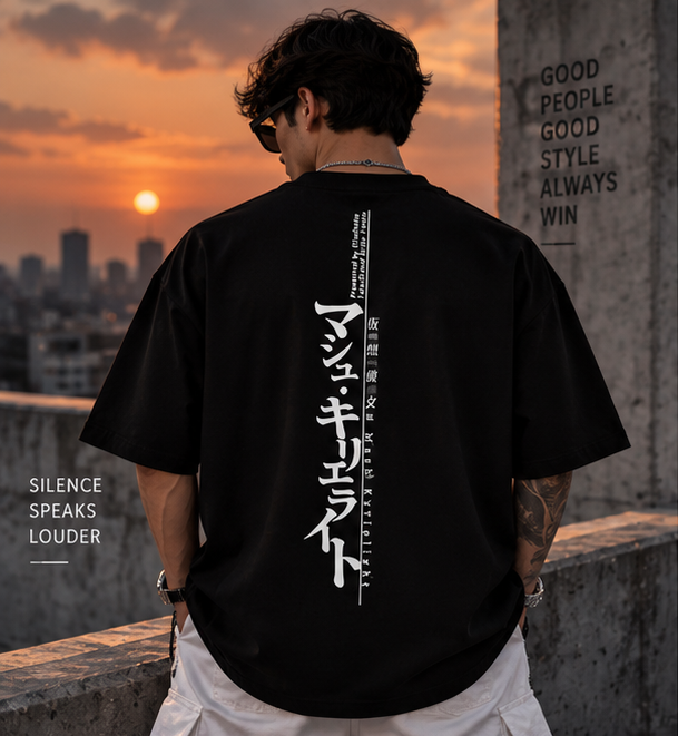 Silent Statement Oversized T-Shirt – Black