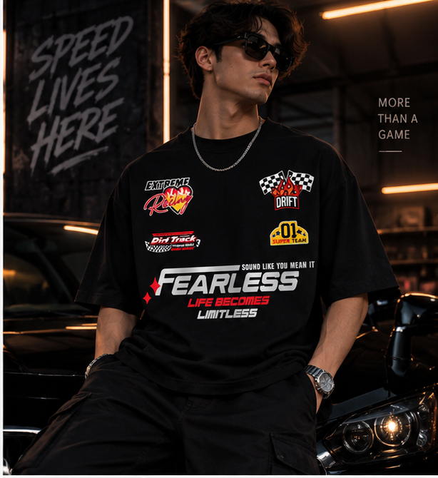 Fearless Drift Racing Oversized T-Shirt – Black