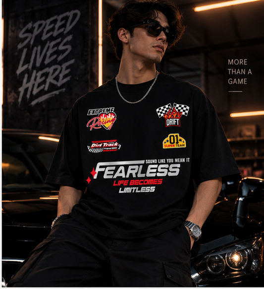 Fearless Drift Racing Oversized T-Shirt – Black