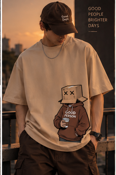 Good Person Graphic Oversized T-Shirt – Beige  Description
