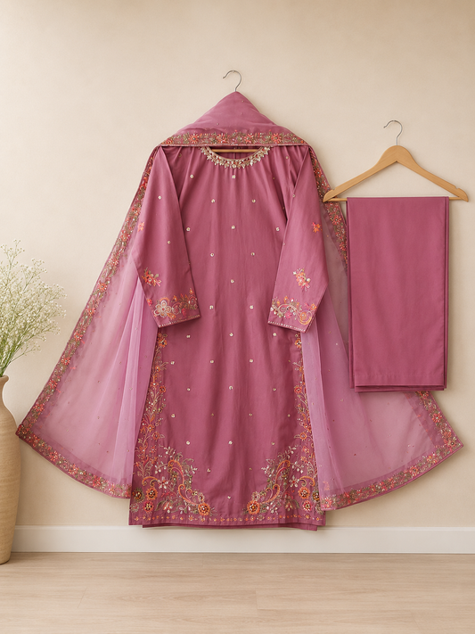 Rose Pink Embroidered Suit