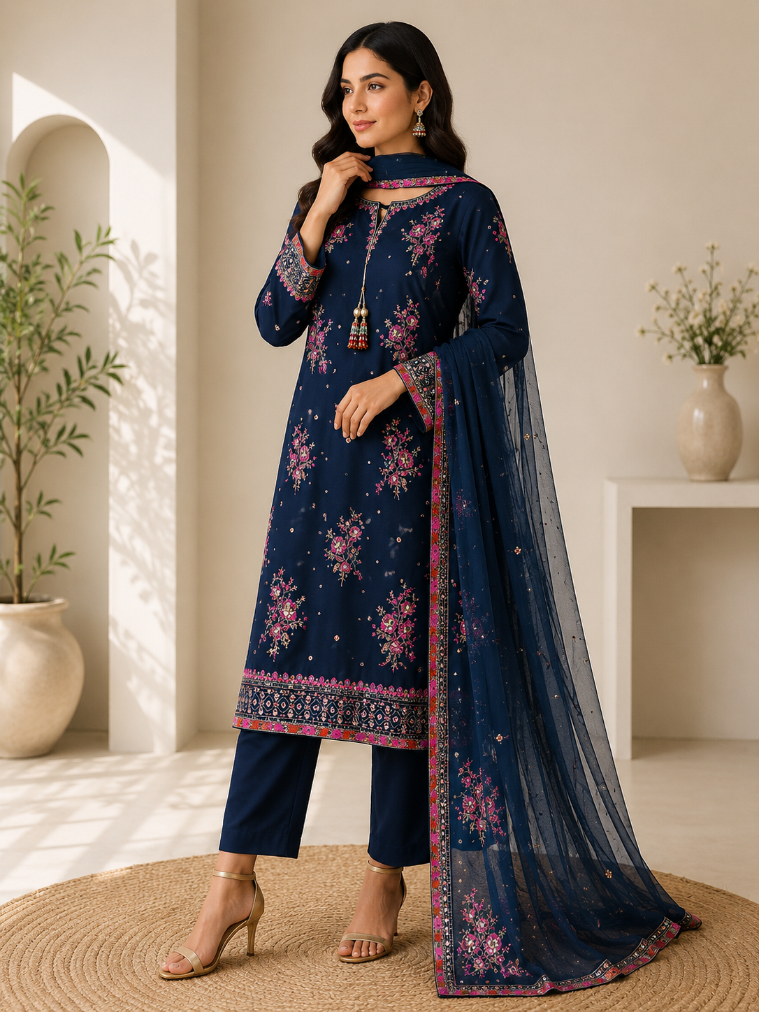 Midnight Blue Embroidered Suit
