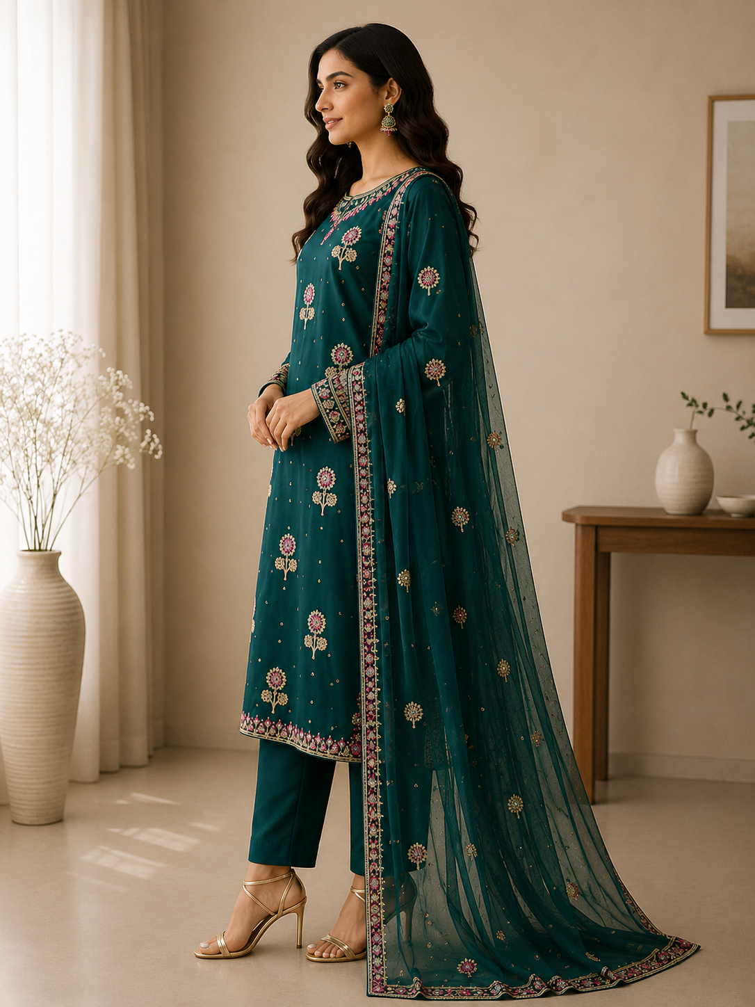 Emerald Green Embroidered Suit