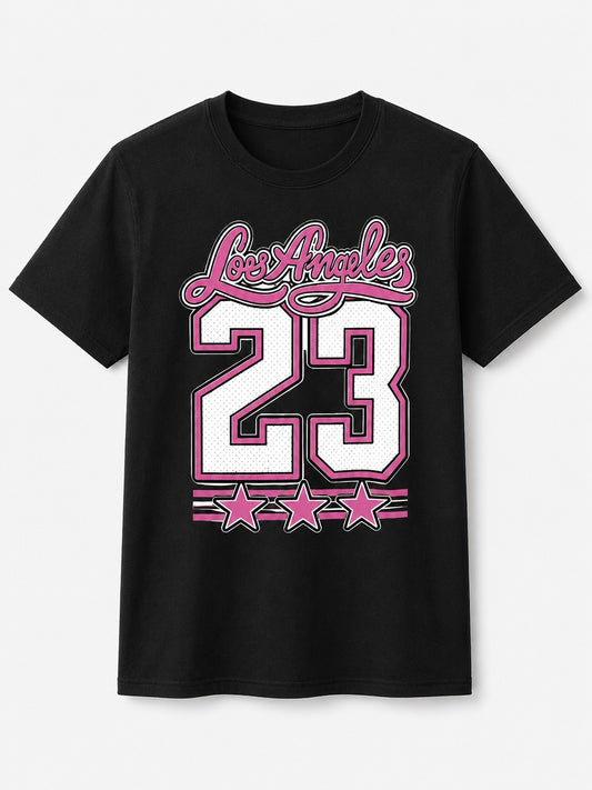 Los Angeles 23 Pink Graphic Black T-Shirt
