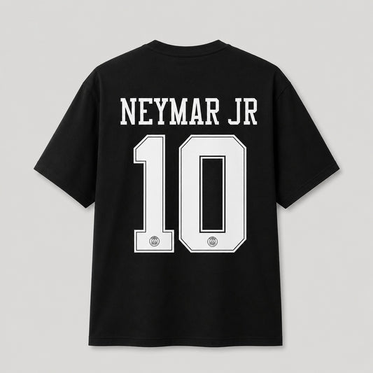 Neymar Jr 10 Football Fan Graphic Black T-Shirt