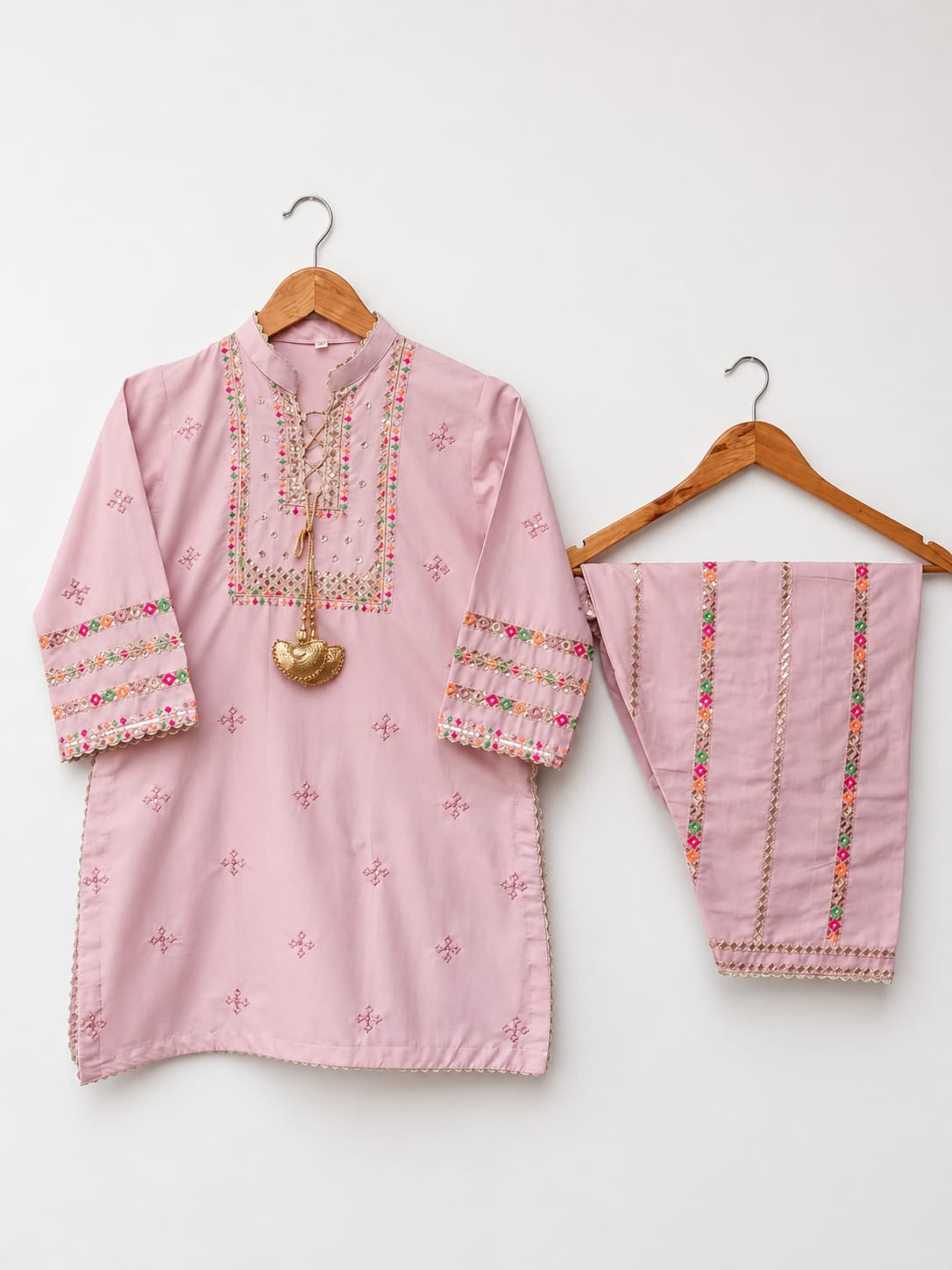Soft Pink Embroidered 2 Piece Suit