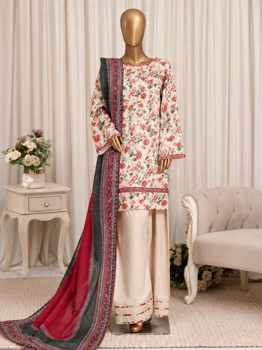 STITCHED LAWN 3PC PRINTED FARSHI SHALWAR  ARTICLE