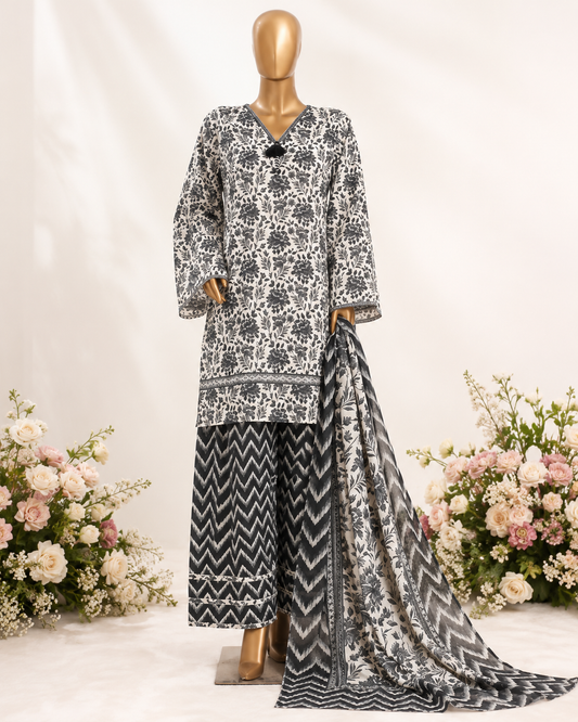 STITCHED LAWN PRINTED 3PC NEW FARSHI SHALWAR ARTICLE