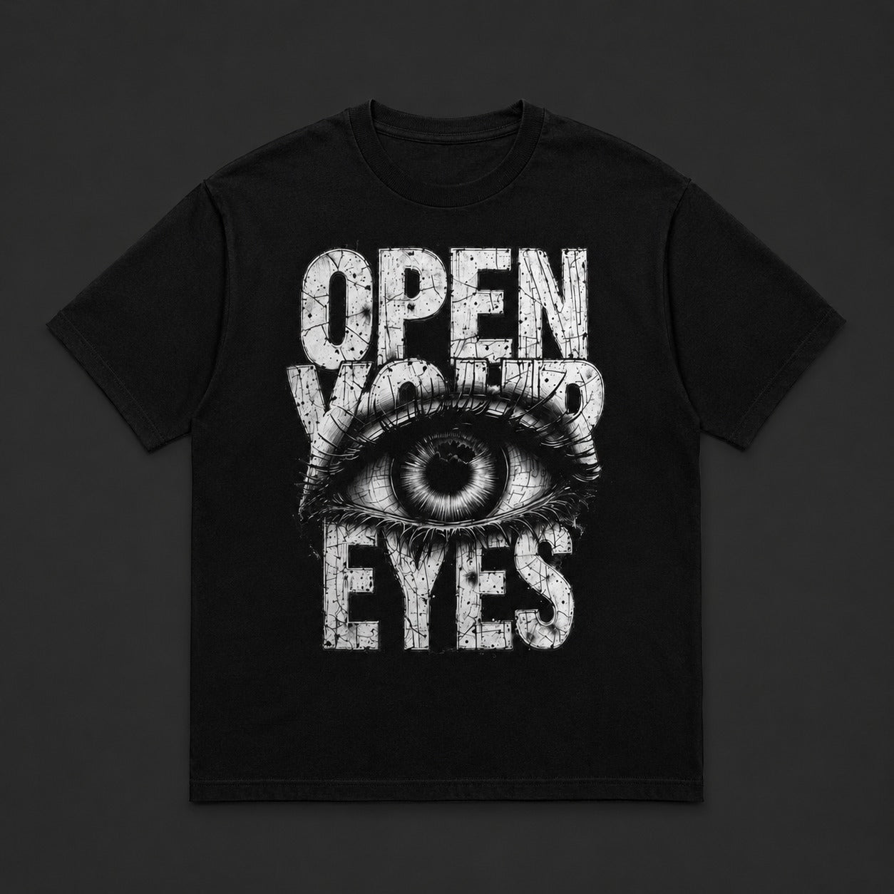 Open Your Eyes Graphic Printed Black T-Shirt