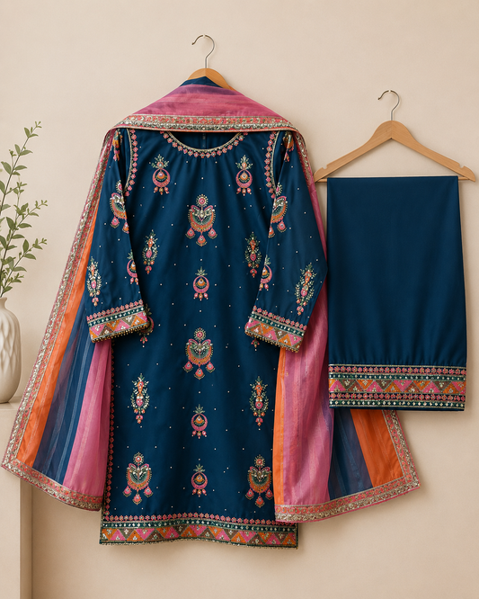 Midnight Blue Embroidered Suit