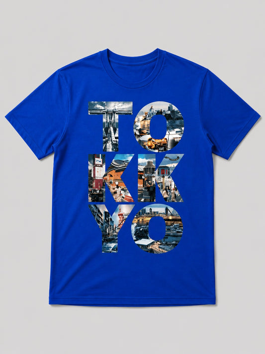 Tokyo Cityscape Royal Blue Graphic T-Shirt