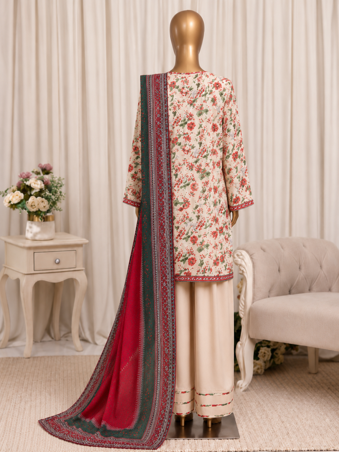STITCHED LAWN 3PC PRINTED FARSHI SHALWAR  ARTICLE