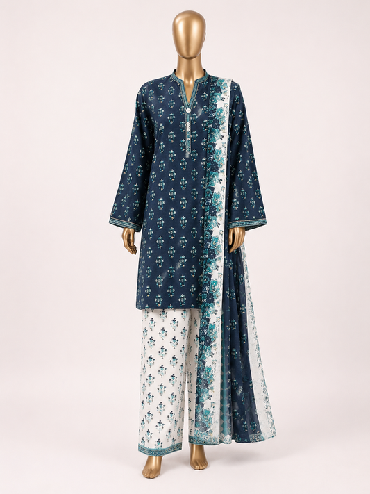 STITCHED PRINTED LAWN 3 PC NEW FARSHI SHALWAR ARTICLE