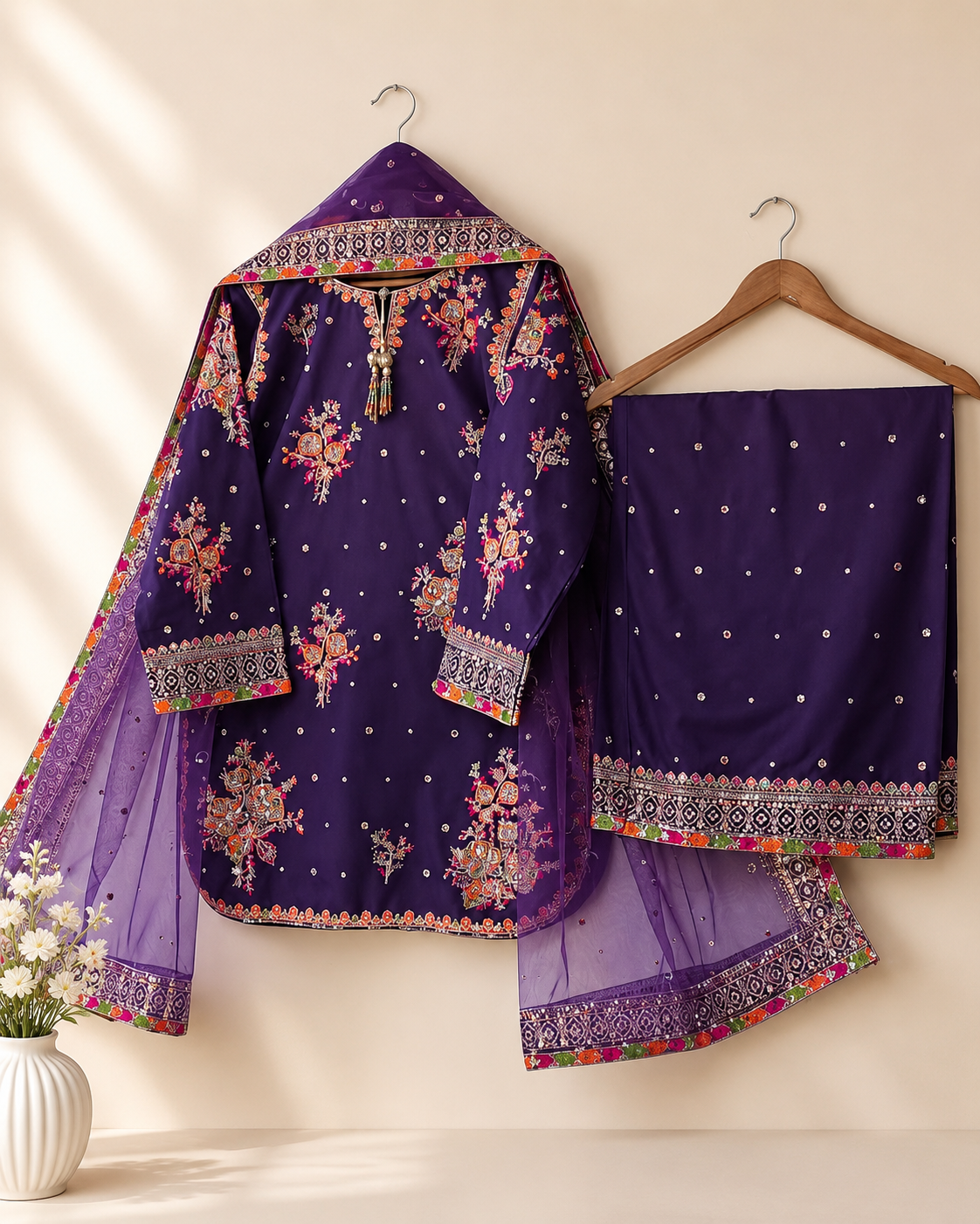 Lavender Bloom Embroidered Suit