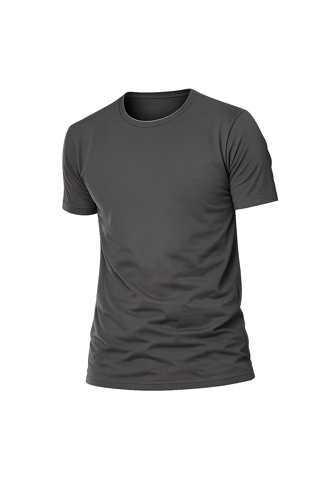 Basic Charcoal Grey Round Neck Half Sleeve T-Shirt