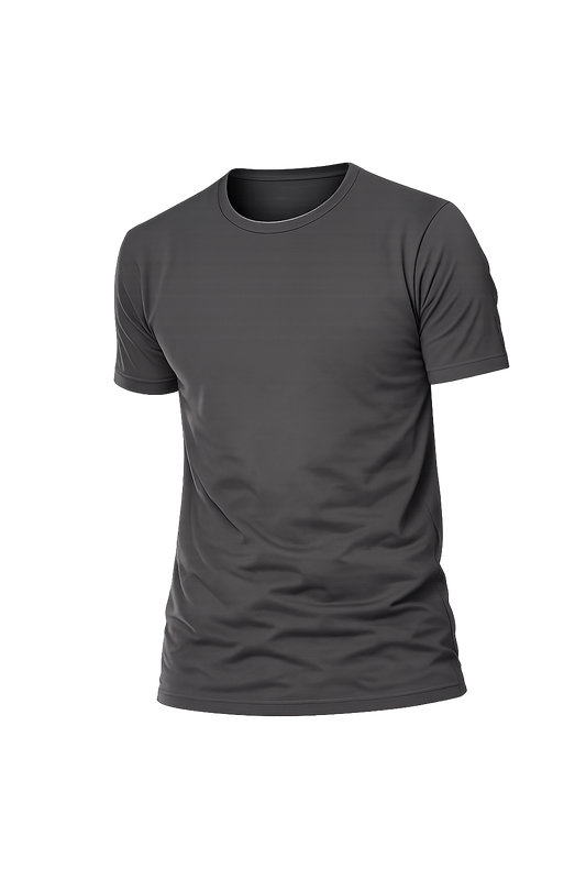Basic Charcoal Grey Round Neck Half Sleeve T-Shirt
