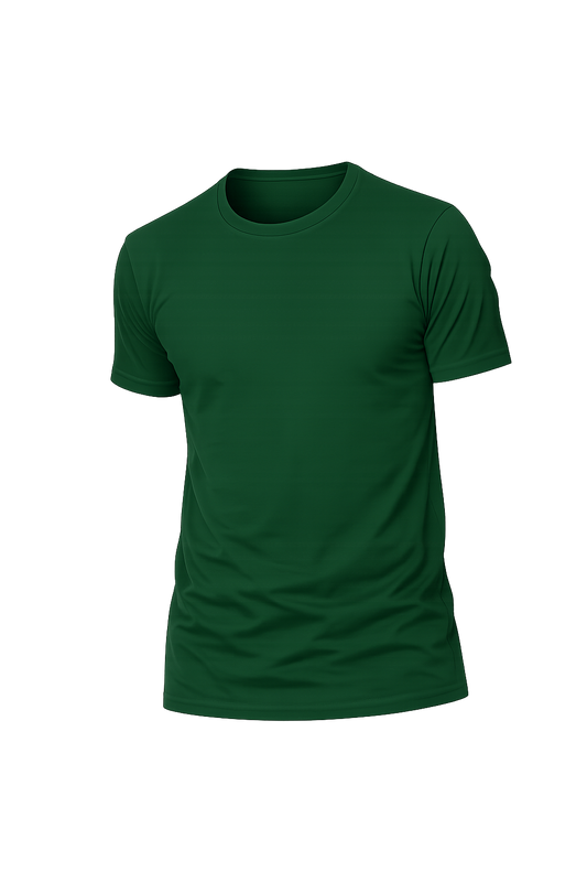 Bottle Green Basic Round Neck Half Sleeve T-Shirt