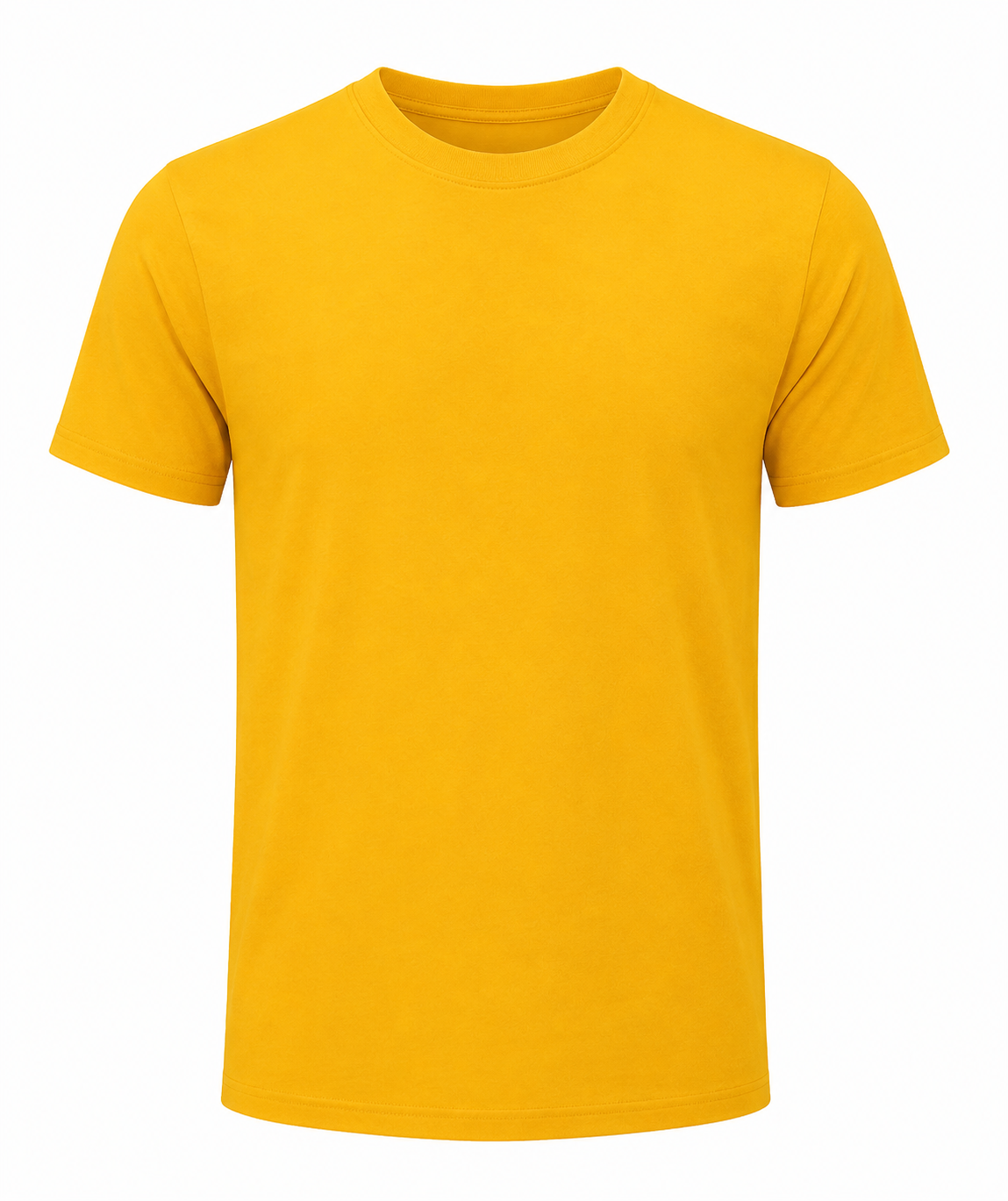Basic Yellow Round Neck Half Sleeve T-Shirt
