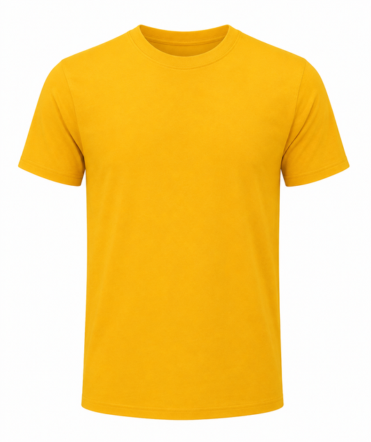 Basic Yellow Round Neck Half Sleeve T-Shirt