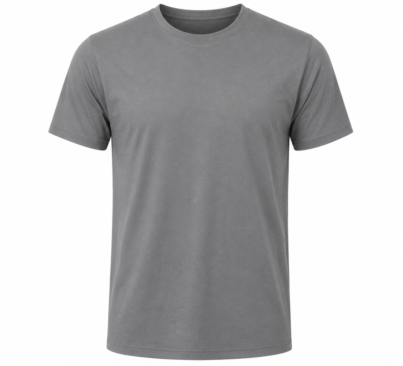 Basic Steel Grey Round Neck Half Sleeve T-Shirt