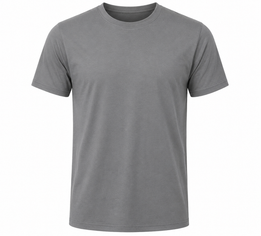 Basic Steel Grey Round Neck Half Sleeve T-Shirt