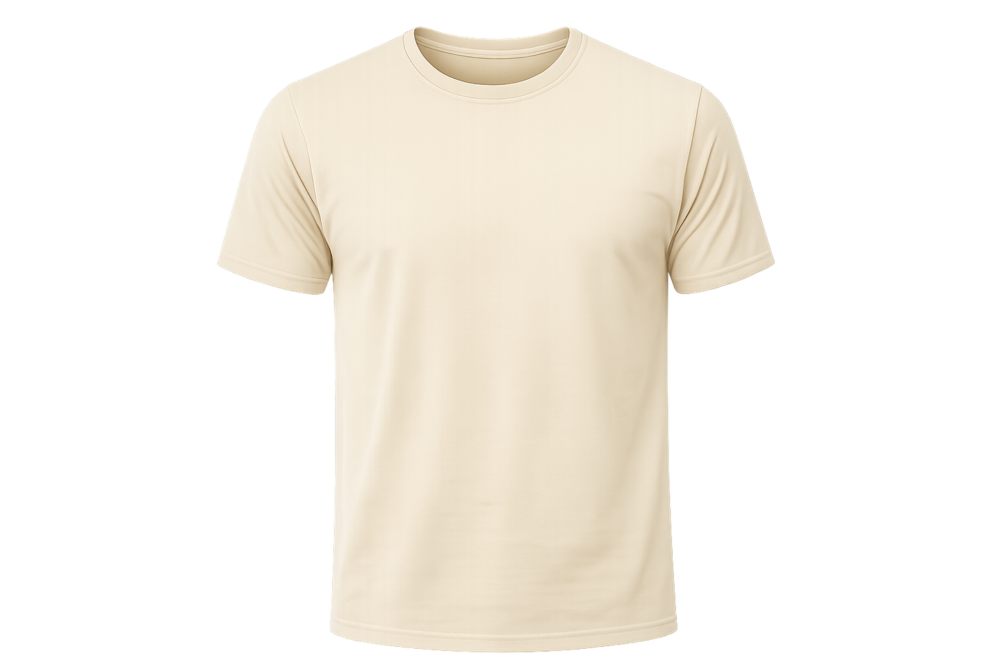 Basic Round Neck Half Sleeve PC T-Shirt – Cream