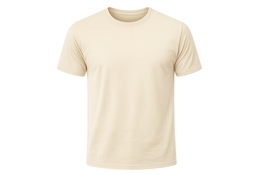Basic Round Neck Half Sleeve PC T-Shirt – Cream
