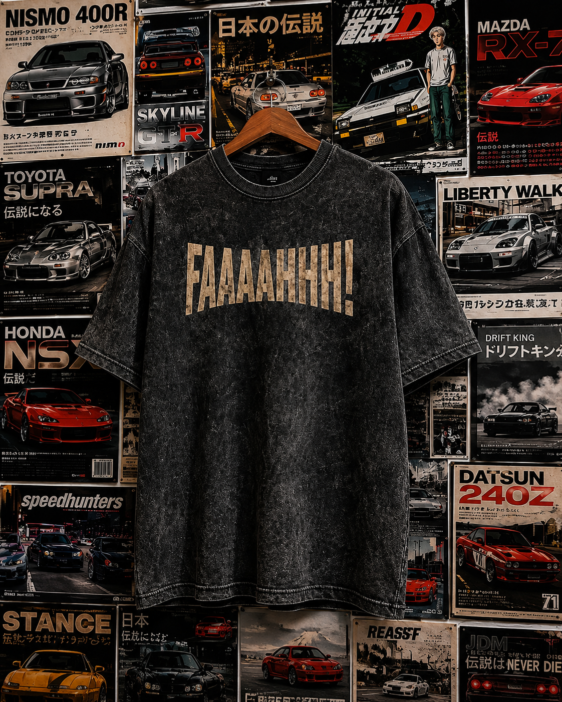 Off shoulder version of faaaaah t shirt aesthetic gen Z print
