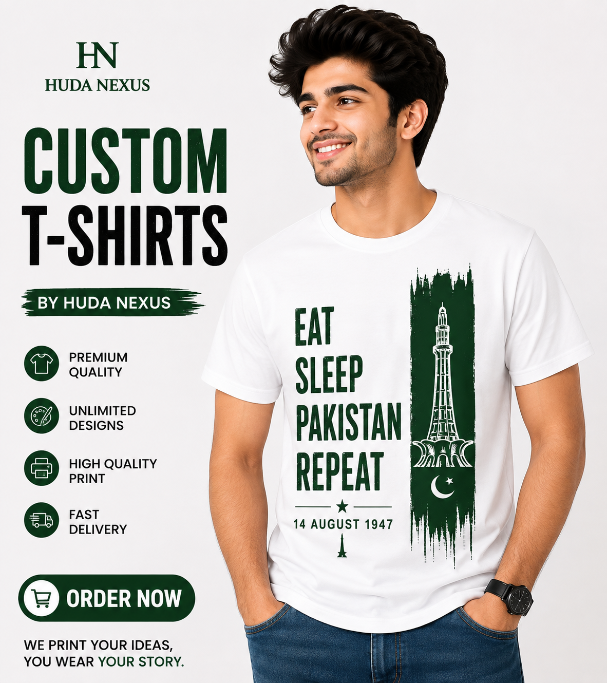 Eat Sleep Pakistan Graphic T-Shirt – Pakistan Independence Day Edition