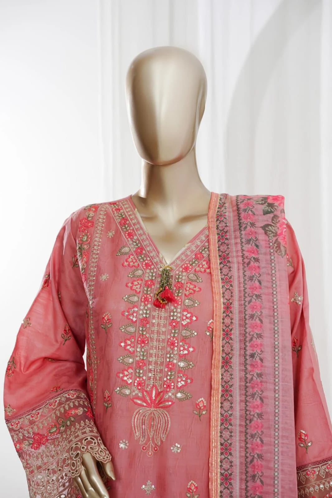 BINSAEED JAQUARD 3PC EMBROIDED STICHED NEW ARTICLE