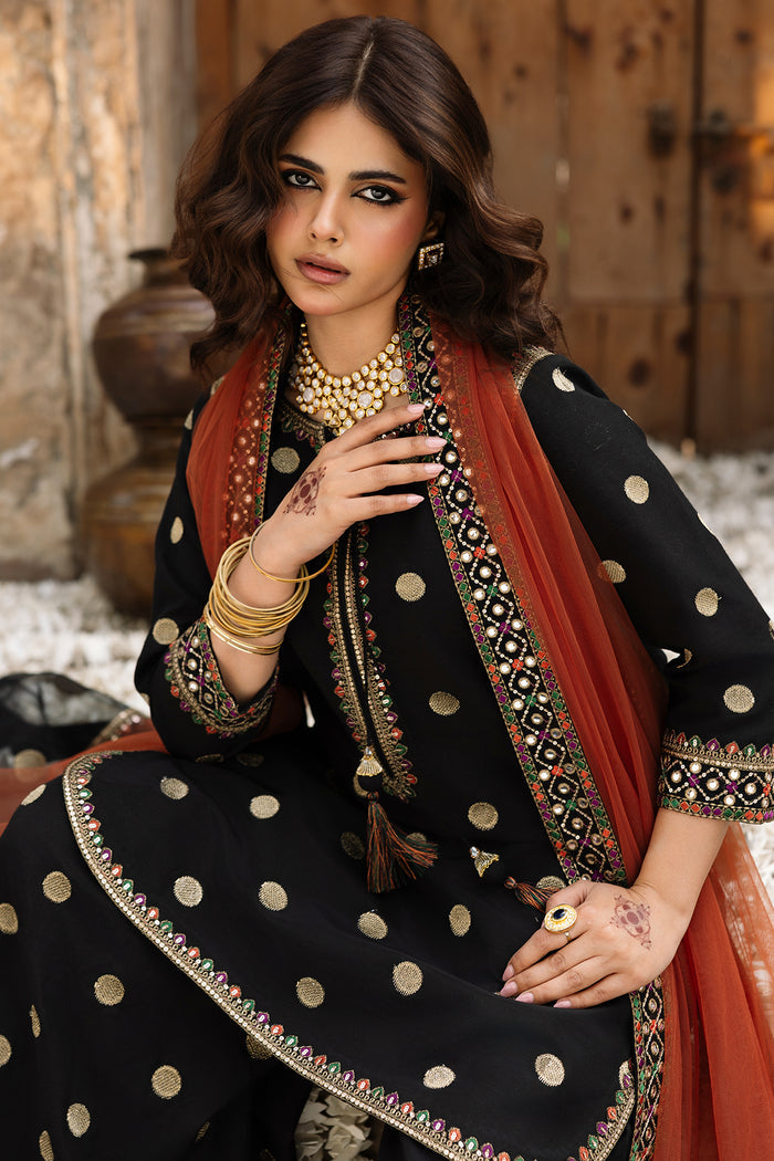 Elegant Black Cotton 3-Piece Suit with Dupatta – Women’s Dress