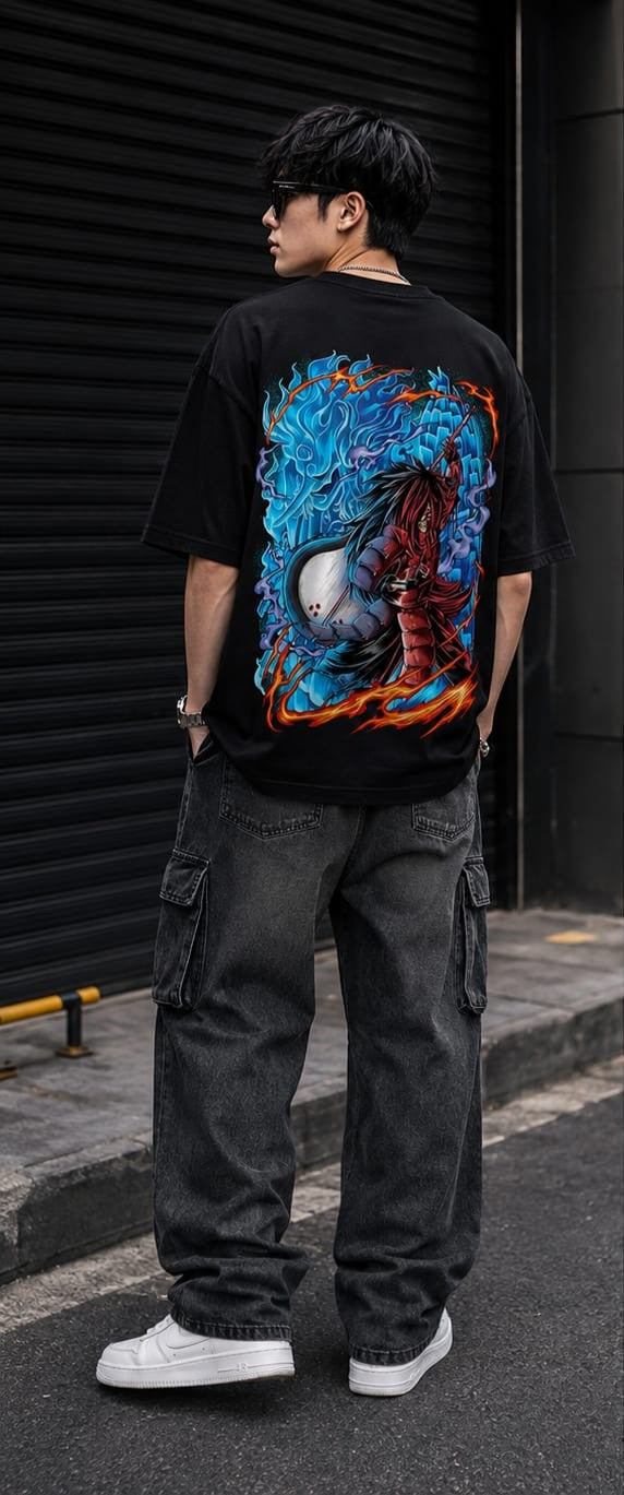 Blue & Red Samurai Graphic T-Shirt